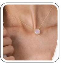 InilbranBoho Creato Gemma Collana Collana Quarzo Rosa Catena Rotonda Gemma Pendente Collana Quarzo Rosa Pietra Collana Collare Per Le Donne (rosa)