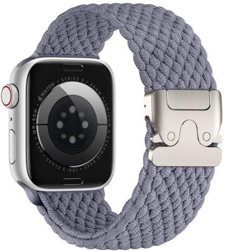 Epova Geflochtenes Armband Kompatibel mit Apple Watch Armband 44mm 46mm 45mm 49mm 42mm - Herren Damen Stoff Sport Nylon Armbänder für iWatch Ultra SE Series 10 9 8 7 6 5 4 3, Grau