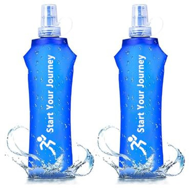 Berelin 2pcs 500ml Faltbare Trinkflaschen, TPU BPA-Frei Soft Flask, Leichte Auslaufsicher Wasserflasche, Sportflasche für Wandern,Joggen,Camping und Klettern