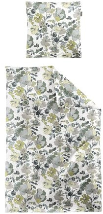 Irisette Wave Mako-Satin Bettwäsche 135x200 Blüten Blumen Salbei gelb Natur 8623-30