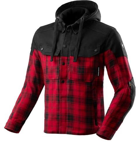 REBELHORN Shifter Motorradjacke Motorradhemd Herren | Textil | Ellbogen und Schulterprotektoren Stufe 2 | Rückenprotektor Tasche | Abnehmbare Kapuze | 4 Belüftungskanäle