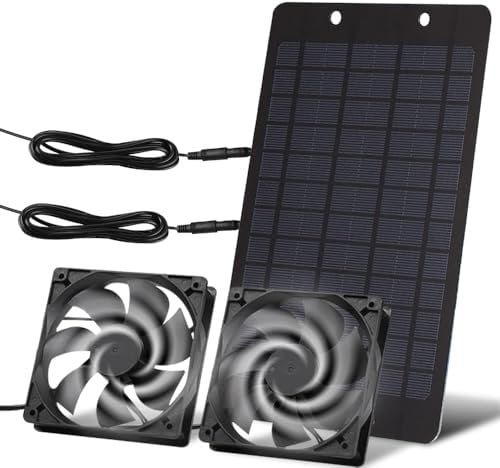 Ventilateur Solaire 12V 10W, Ventilateur D'extraction Solaire résistant aux intempéries, avec Ventilateur CC pour Petits Poulaillers, Serres, Hangars, Maisons et Animaux Domestiques