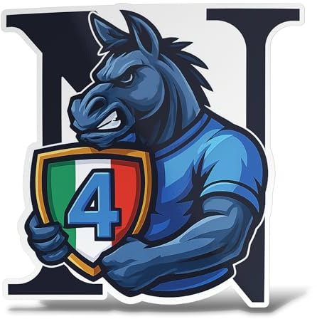Adesivo Ciuccio Napoli 4 Scudetto 2025 | Sticker Celebrativo Campioni d'Italia | Decorazione Auto, Moto, Laptop, Tifosi Partenopei (10 cm)