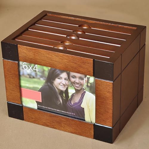 Caja de almacenamiento de fotos de madera con álbumes extraíbles, capacidad para 100 fotos, perfecta para recuerdos de boda y aniversario