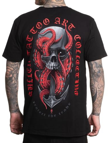 Sullen Herren-T-Shirt Voyage Summer Days Capsule Tattoo Lifestyle Graphic Premium Kurzarm Tee, Schwarz (Jet Black), L