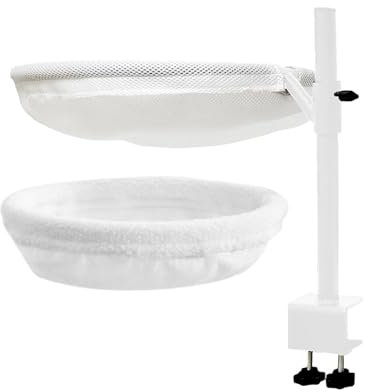 Fzaqwen Katzen Schreibtischbett, Haustiernestbett, Komfort, 360 Grad Drehung, Weich, mit Haustiermatte, Katzenhängematte für Den Schreibtisch, für Büro, Tisch, Weiß