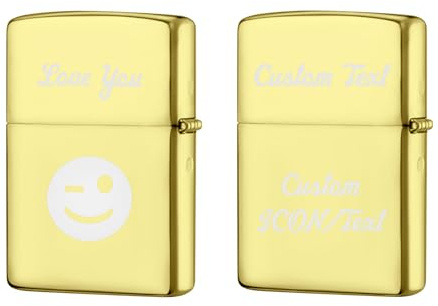 Personalisiertes Feuerzeugetui mit Lasergraviertem Text & Logo für Zippo Feuerzeug Hülle ohne Insert (Gold)