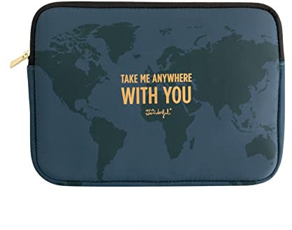 WONDEE Mr Wonderful Funda para Chromebook y Portátil 11.6-12 con Mensaje Que Enamora y Mapa del Mundo - Maletín/Funda Ordenador Portátil para Chromebook de 11,6 y 12, Mr Wonderful Regalos