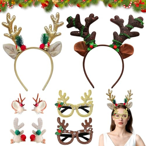 Giugio LED Leuchten Haarreifen,Weihnachtsbaum Stirnband, Weihnachtsstirnband Leuchtend,Leuchtender Weihnachts-Kopfschmuck, Weihnachts Haarschmuck für Kinder Erwachsene, Weihnachtsfeiern Accessoires