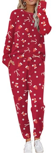 Ekouaer Pigiama Donna Leggero Pygiama Lungo da Donna Invernale Girocollo Indumenti da Notte Comodo e Traspirante S-XXL