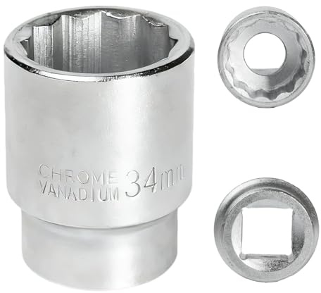 FortuneGlobe - Vaso para llave (34 mm, 3/4, 12 pans, 3/4, 34 mm, para llave CR-MO(Whtie)