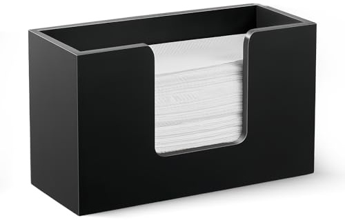 Napkin Holder, Tissue Holder Black Paper Towel Dispenser Countertop Napkin Dispenser for Kitchen Bathroom Rectangular