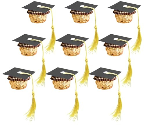 Graduation Cake Topper Hut, Mini Abschlusskappen Deko mit Quaste, Absolventenhut Klein Deko, Graduation Kuchen Dekoration, Ausstattung für Abschlussfeiern (50 PCS)