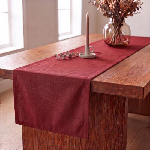 Tischläufer Rot modern abwaschbar - Leinenoptik 40 x 100 cm