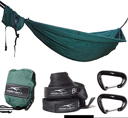 Outdoor Reise Camping Doppel Hängematte 2 Personen Strandtuch Sonnensegel - Set mit Baumgurte Aufhängung Karabiner Beutel Tasche Fallschirmseide Tensity Ultraleicht Nylon