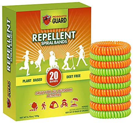 Mosquito Guard 20 pulseras repelentes de mosquitos sin Deet para niños, pulseras repelentes de insectos esenciales para camping, repelentes de mosquitos para exteriores, bandas repelentes de insectos