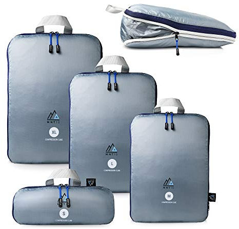 MNT10 Packtaschen mit Kompression I Packwürfel mit Schlaufe als Koffer-Organizer I leichte Kompressionsbeutel für den Rucksack I Kleidertaschen als Gepäck Organizer auf Reisen | Packing Cubes (1x XL)