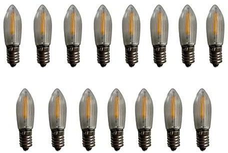 weigla LED Riffelkerzen SET für 15 flammige Schwibbögen und Lichterspitzen - warmweiß - LED Filament Ersatzlampe für Lichterbögen - Leuchtmittel LED für Weihnachtsbeleuchtung - 15 x 16 V, 0,2 W, E10