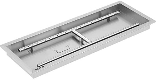 VBENLEM Mesa Rectangular de Hoguera, 91 x 30 x 5 CM, Brasero Portátil de Mesa de Gas Propano, Brasero Exterior para Chimenea, Mesa de Foso de Fuego Portátil para Aire Libre, Chimenea Barbacoa Exterior