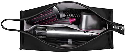 HENGSI Reisetasche für Dyson Airwrap Long/Supersonic Haartrockner & Zubehör (PU-Leder Wasserdichter-Schwarz)