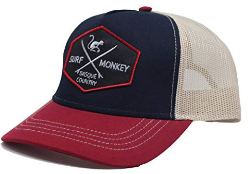 DRESSED IN MUSIC PLAY WITH ME Trucker Kappe - Halbrunder Schirm - Snapback-Verschluss - 5-Panel Design - Herren Einheitsgröße (Marineblau Granat Beige)