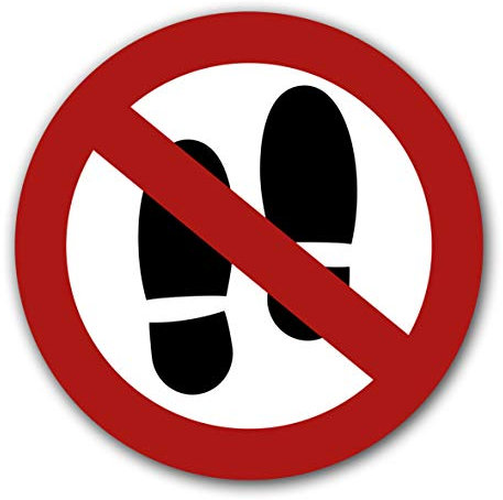 10 Stück Betreten der Fläche verboten Aufkleber Ø 9,5cm nicht drauftretten Sticker Schild Verbotszeichnen mit UV Schutz für Außenbereich Innenbereich