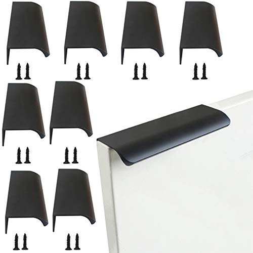 Armario de Aleación de Aluminio Moderno Armario Tirador de puerta Tiradores para muebles Tiradores cocina Tirador de la manija del Gabinete Tire del Armario Negro Manijas Ocultas 8 Piezas (120mm)