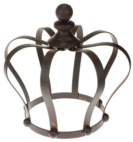 MACOSA SA77756 Deko-Krone Metall Rostbraun 24 x 26 cm groß Shabby Chic nostalgisch Rankhilfe Garten-Dekoration Gartenkrone Metallkrone Pflanzkrone