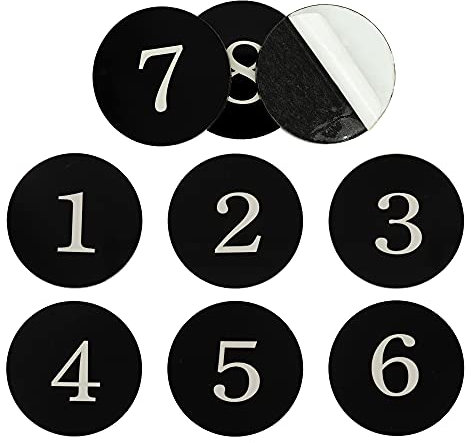 StayMax Acryl Rund Spind Nummer Tag Aufkleber Türschild Hausnummer Zimmernummer mit Selbstklebeband (1-25, schwarz)