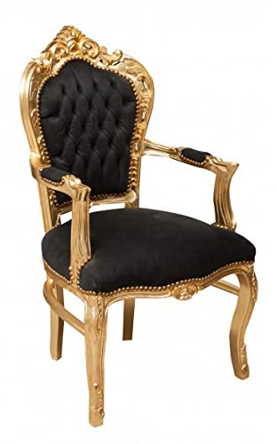 BISCOTTINI Barock Sessel 107x60x60cm | Louis XVI Stühle schwarz | flippige Sessel | Sonderstil Sessel | Barock Stuhl | Louis Stühle