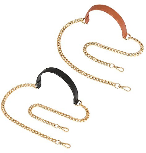 Lowats Handtaschen Metall Ketten 2 Stück Kette Taschengurt Leder Kettenriemen Ersatzriemen aus Leder Kette Taschengurt Griff Tasche Kette Riemen Kette Taschenhenkel Kette Trageriemen
