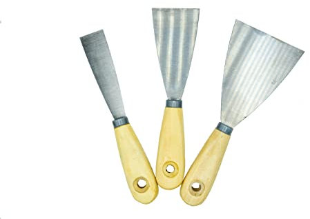 Set da 3 Spatole per Stucco Magic Sea - Raschietti in Acciaio Inossidabile con Manico in Legno - Kit di Coltelli di Spatola con Dimensioni diverse