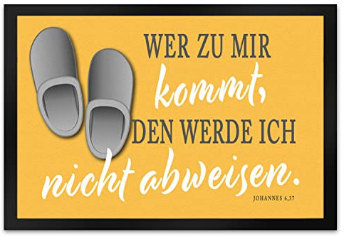 speecheese Fußmatte XL in 40x60 cm mit Bibelvers aus dem Johannes Evangelium in orange besonderer Fußabtreter um den Hausflur zu dekorieren für Liebhaber von Gott Bibel Glaube Johannes
