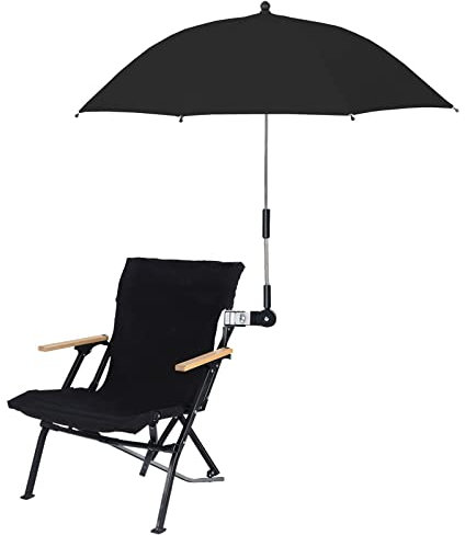 Coolpala Baby Sonnenschutz Regenschirm mit verstellbarer Klemme, 360 Grad verstellbarer Baby Kinderwagen Sonnenschirm für Trolley, Fahrrad, Rollstuhl, Strandstuhl, Schwarz