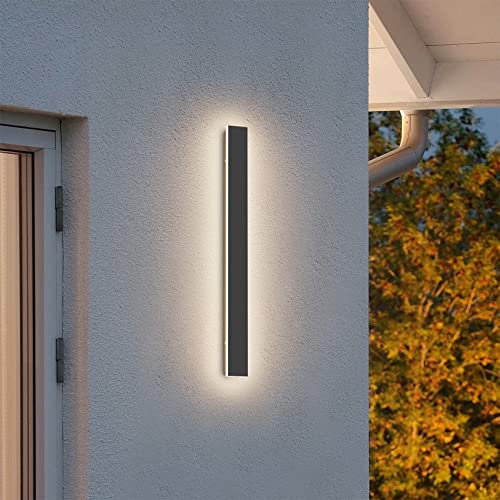 K-Bright 20W Lange Wandleuchte Villa Wandleuchte Schwarze Wandleuchte Wasserdicht Ip65 Außen LED Wandleuchte für Gärten, Terrassen,Schlafzimmer Wohnzimmer Innen wandleuchte, 60CM,4000K