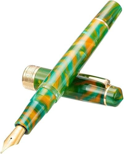 SKUZA Fountain Pen,Filling Fountain Pen Beautiful Green F/Nib with Clip Writing Office Gift Pen