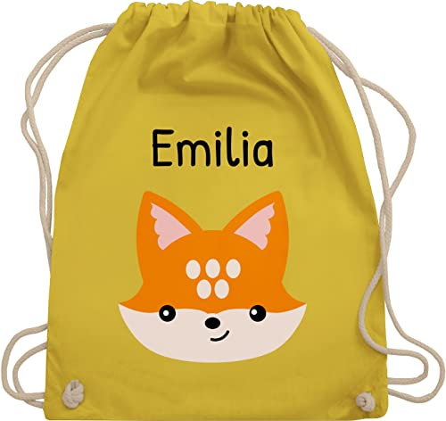 Turnbeutel Rucksack - Süßer schlauer Fuchs - Unisize - Gelb - kinder stoffbeutel kindergarten schul sporttasche +mit+fuchs name beutel kindergartenwechselkleidung tasche eigenem fuchsmotiv