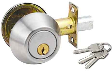 Türknauf mit Schloss und Schlüssel, Rundes Kugel Türschloss, Schlafzimmer, Badezimmer, Innentürknauf, Gleichschließend, Eingangstürschloss für Eingangs und Haustür(Silber)