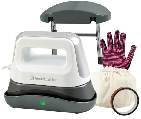 Goodcrafter Prensa de sombreros de 6.3 x 3.3 pulgadas, máquina de prensa de calor para gorras, curvada, placa de calor recubierta de cerámica, fácil control de temperatura con base de seguridad y