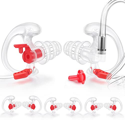 Zeadio Tapones para los oídos de triple brida, cómodos tapones de silicona - Tamaño L, 4 pares, transparente