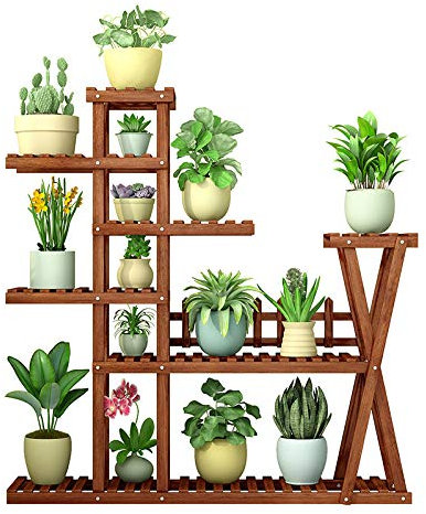 Support De Plantes En Bois Porte-fleurs Présentoir Multi-Fleurs Présentoir De Plantes Intérieures Et Extérieures Étagère De Rangement Échelle pour Jardin Patio Balcon Salon,D