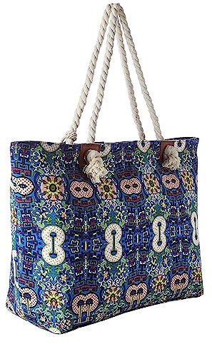 DonDon große Strandtasche XXL mit Reißverschluss - Umhängetasche Damen - große Badetasche für Urlaub vielseitige Shopper Tasche Damen für Strand Urlaub Must Haves Beach bag - Kunstwelten