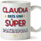 MUGFFINS Tazas Personalizadas para BOXEADORA mujer - En Español - Eres Súper - 11 oz / 330 ml - Regalo Personalizable original y divertido