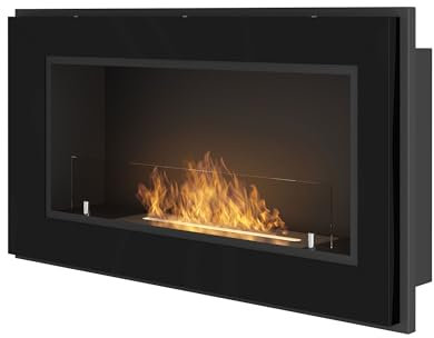 OutInFire, Bioethanol-Kamin zur Wandmontage, Kamin aus Stahl mit schwarzem Rahmen, 90 x 49 cm