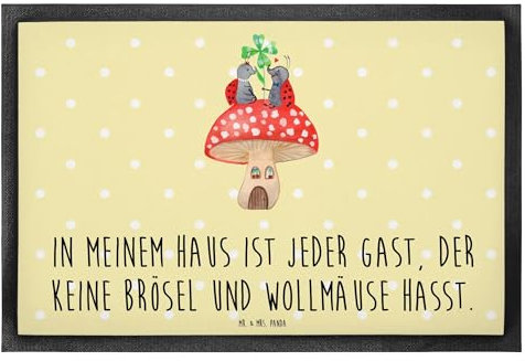 Mr. & Mrs. Panda 60 x 90 cm Fußmatte Marienkäfer Fliegenpilz - Geschenk, Fußmatte Outdoor, lustige Sprüche, Fußmatte waschbar, Wohnung, Fußabstreifer