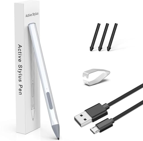 HP Stylus for Envy x360, Spectre x360, Spectre x2, Envy x2 Touchscreen Laptops - Rechargeable MPP 2.0 Tilt Pencil, 4096 Pressure Sensitivity, Silver