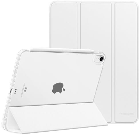 MoKo Funda para iPad Air 11 Pulgadas (M3 2025/M2 2024), iPad Air 5/4 Generación 2022/2020 10,9, Funda Inteligente Ultrafina de PC Rígido Translúcido con Soporte Touch ID, Blanco