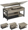 Couchtisch Höhenverstellbar, 3-in-1-Multifunktions-Wohnzimmertisch, Couchtisch mit 2 Schublade, Kaffeetisch, Versteckter Aufbewahrung, Offenes Fach, Als Esstisch nutzbar, für Wohnzimmer, Büro, Grau