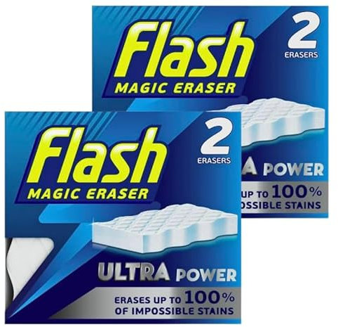 Generic Magic Sponge Eraser Ultra Power | With no Harsh Chemicals | Safely Removes Scuffs, Grime And Dirt Without Scratching Or Damage | Pack of 2 x 2
