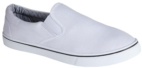 Urban Jacks Mens Canvas Mesh Slip On/Lace-up Espadrilles Casual Low Top Plimsoll Trainers Size 7-12 (White, UK Footwear Size System, Adult, Men, Numeric, Medium, 10)